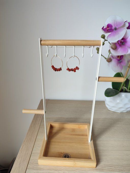 Boucles d'oreille Jaspe rouge