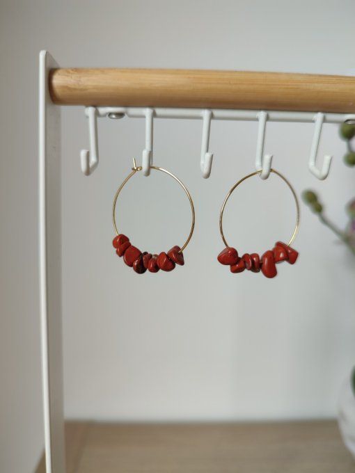 Boucles d'oreille Jaspe rouge