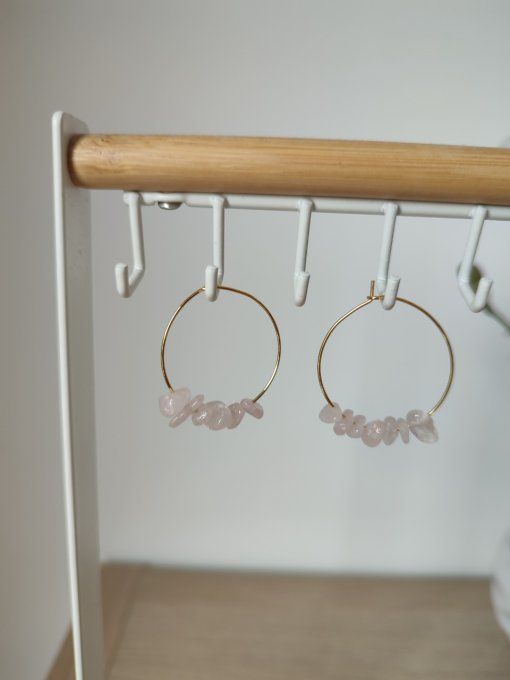 Boucles d'oreille Quartz rose