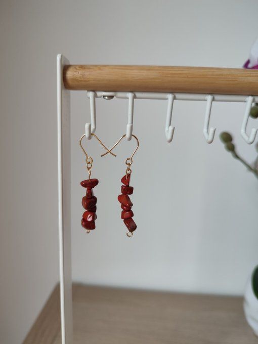 Boucles d'oreille Jaspe rouge