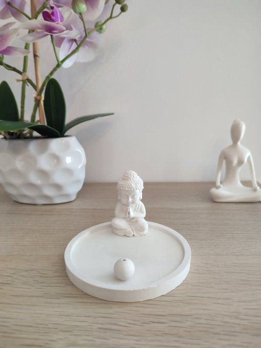 porte encens bouddha blanc