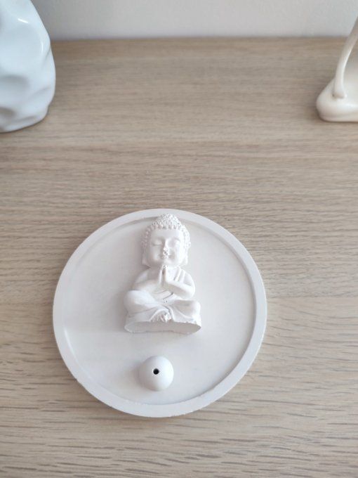 porte encens bouddha blanc