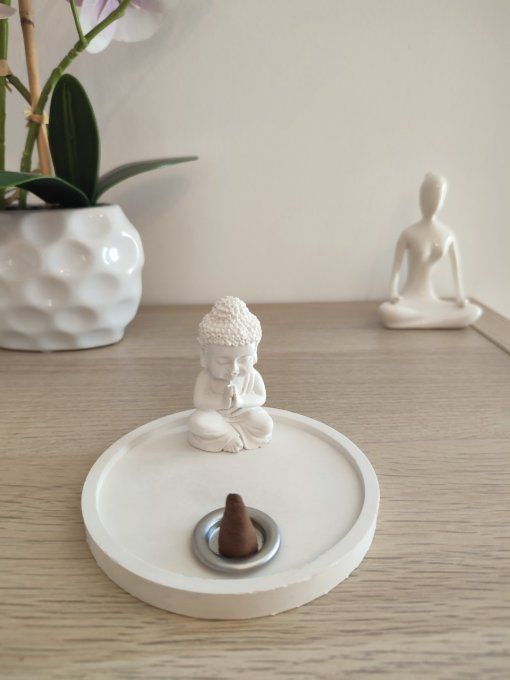 porte encens bouddha blanc